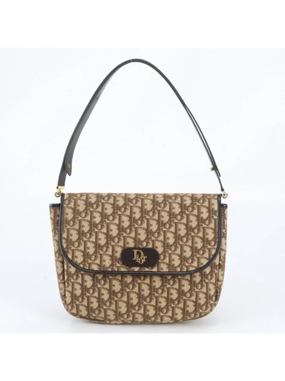 Dior Vintage Trotter Leather 2-Way Shoulder Bag Crossbody Brown